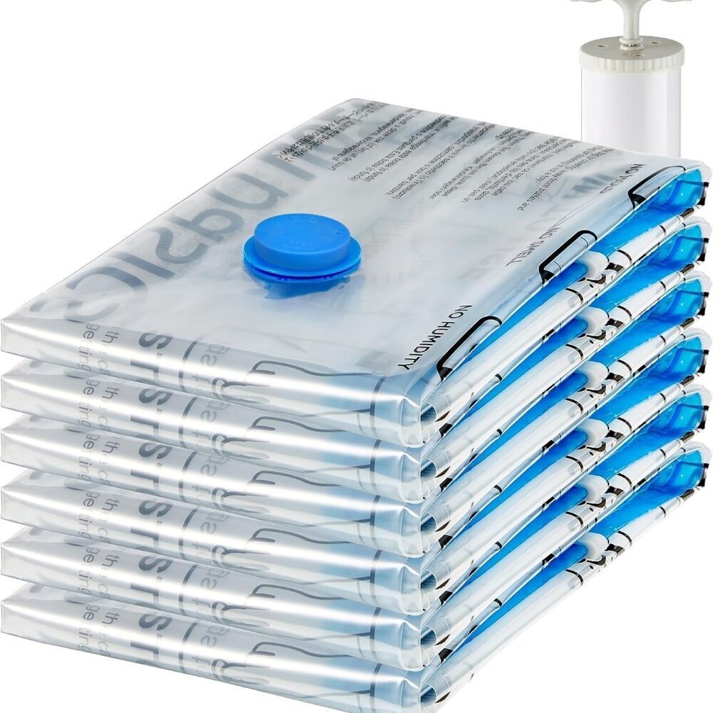 Vacuum Compression Space Saving Storage Bags with Hand Pump for Clothes Packing,